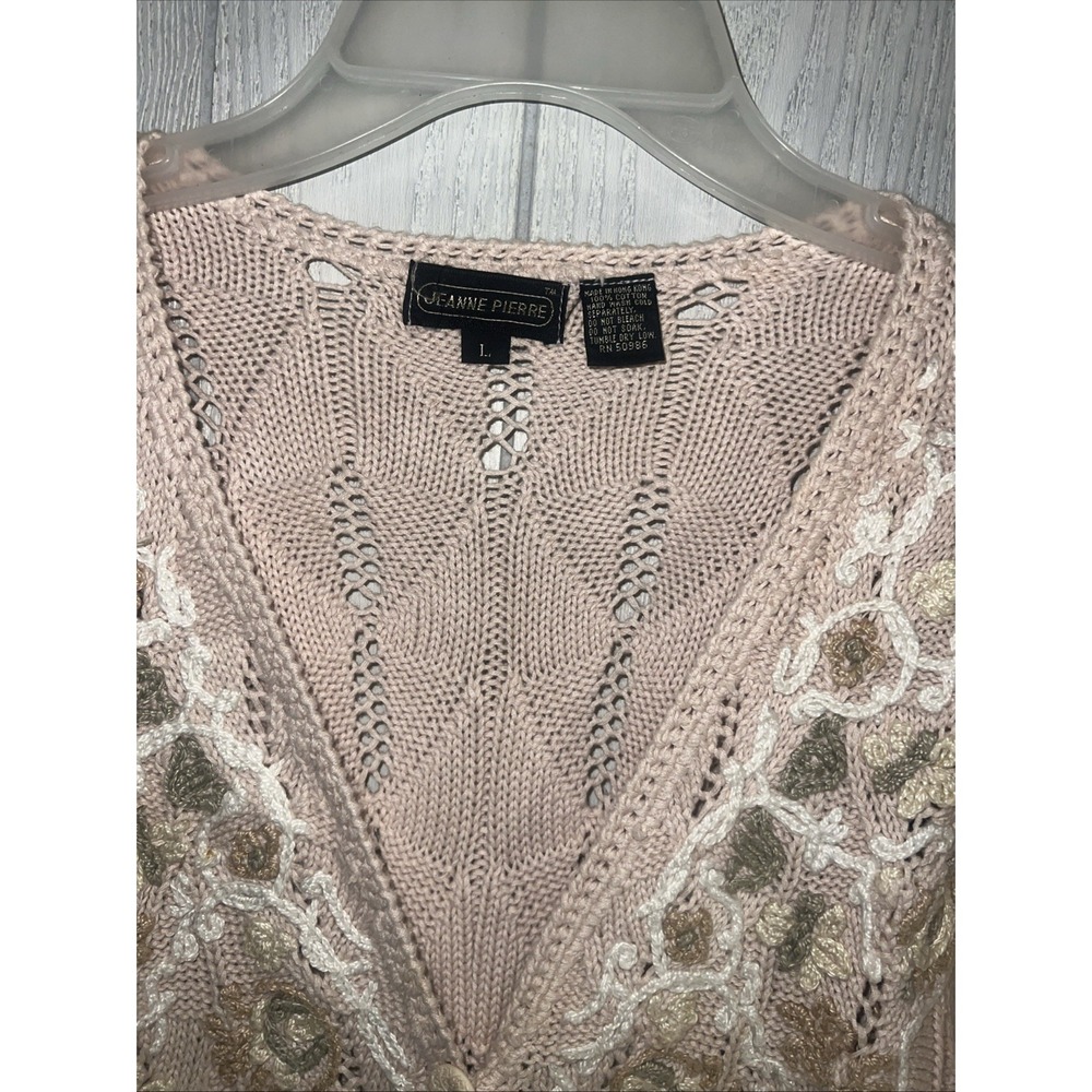 Jeanne Pierre Sweater Women's L Pink Floral - Picture 5 of 6